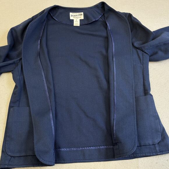 Pendleton Blazer Womens 8 Blue Suit Jacket Corpcore Waffle Knit Formal Cotton - Picture 4 of 8
